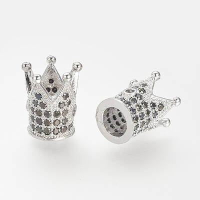 Brass Micro Pave Cubic Zirconia Bead