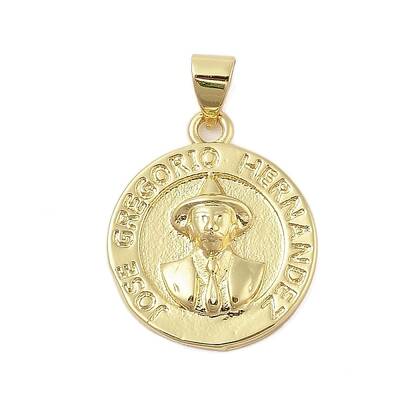 Flat Round Real 18K Gold Plated Rack Plating Brass Pendants