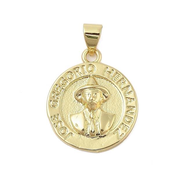 Flat Round Real 18K Gold Plated Rack Plating Brass Pendants