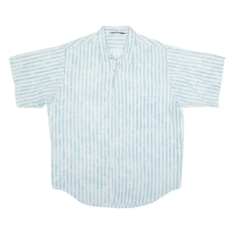 BURMY'S Shirt Blue Striped Short Sleeve Mens L