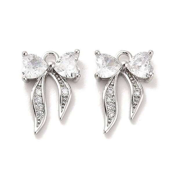 Brass Micro Pave Clear Cubic Zirconia Charms