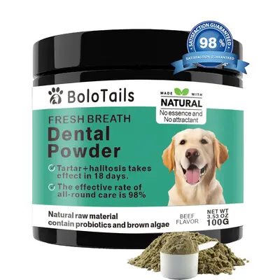 Bolo Tails Dental Powder, Breath Freshener and Teeth Cleaning Dental Care for Dogs, Plaque Tartar Remover- The Vet-Approved D...