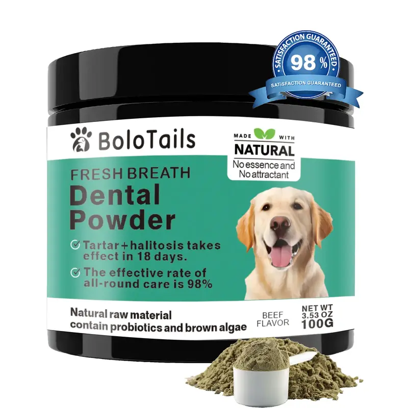 Bolo Tails Dental Powder, Breath Freshener and Teeth Cleaning Dental Care for Dogs, Plaque Tartar Remover- The Vet-Approved D...