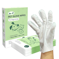 WLP : Pet Glove Wipes for Dogs & Cats,Hypoallergenic Pet Wipes Disposable No-Rinse Grooming,6PCS