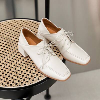 CHIKO Irune Square Toe Block Heels Oxfords Shoes