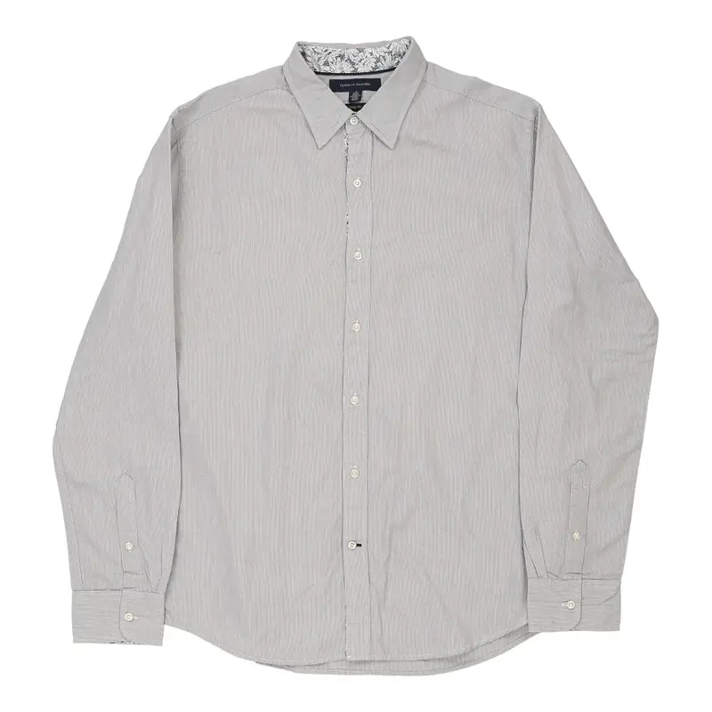 Tommy Hilfiger Striped Shirt - Large Grey Cotton