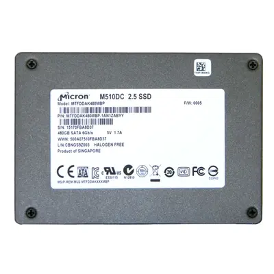 Micron MTFDDAK480MBP-1AN1ZABYY | RealSSD M510DC 480GB Multi-Level Cell SATA 6Gb/s 2.5-Inch Solid State Drive