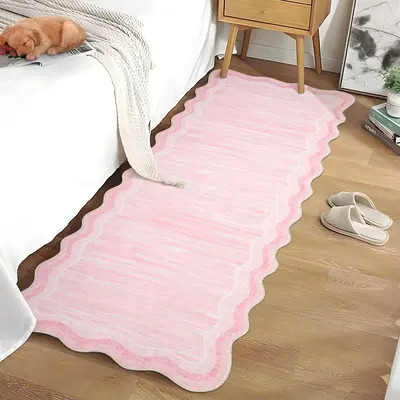 Garvee Washable Scalloped Rug Runner 2x6 Ultra-Soft Low Pile Hallway Rug, Non-Slip Non-Shedding Modern Carpet Runner, Foldabl...