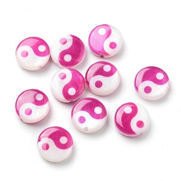 Printed Natural Freshwater Shell Beads