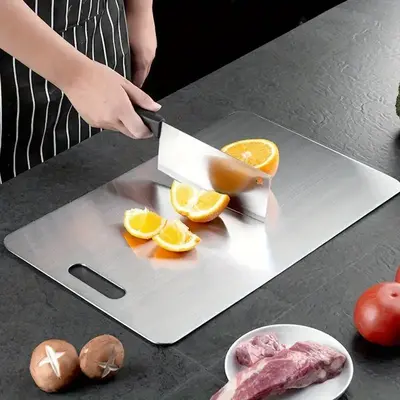 Stainless Steel Cutting Board, 1 Count Durable Chopping Board for Meat, Vegetables, Fruit, Kitchen Accessories, Kitchen Cook...