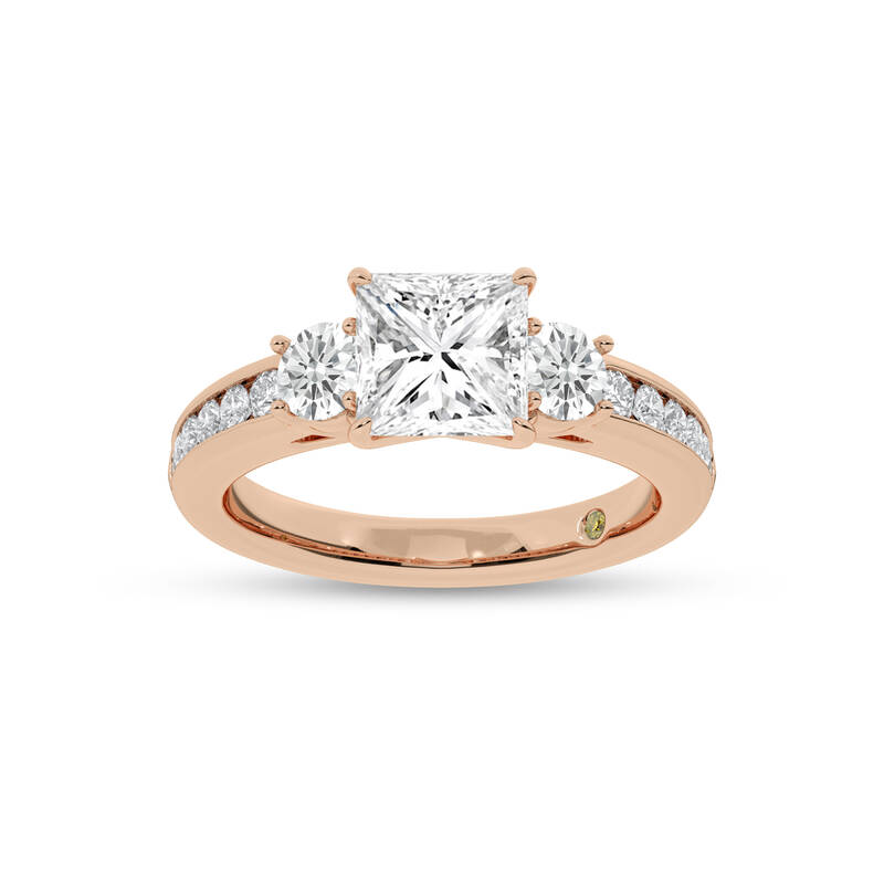 Aura Channel Set Half Coverage Three Stone Princess Cut Lab Grown Diamond Engagement Ring | 10K Rose Gold 2 1/4 CT. TW.