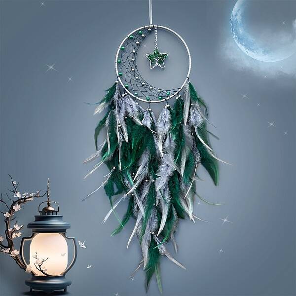 Woven Web/Net with Feather Decorations