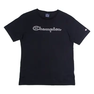 CHAMPION Boys T-Shirt Black Crew Neck 15-16Y