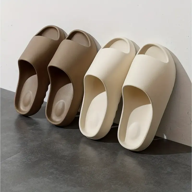 Plus Size Platform Pillow Slippers Slides for Women and Men - Lightweight Spa Open Toe Shower Sandals for Indoor & Outdoor th...