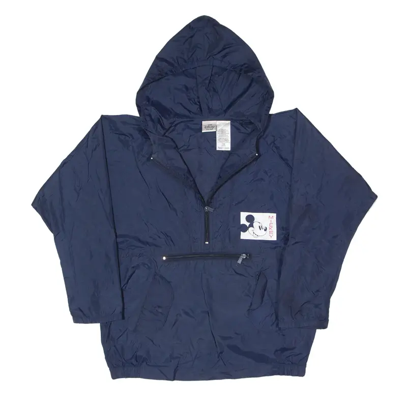 DISNEY Mickey Mouse 1/4 Zip Anorak Jacket Blue Nylon Boys L