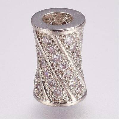 Brass Micro Pave Cubic Zirconia Beads