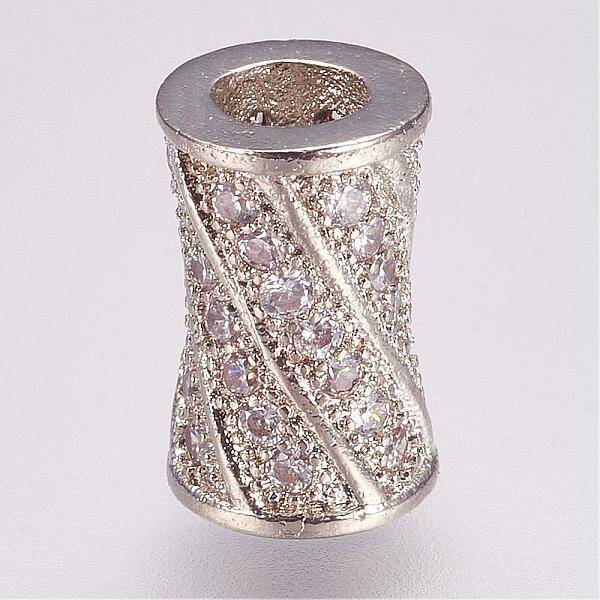 Brass Micro Pave Cubic Zirconia Beads