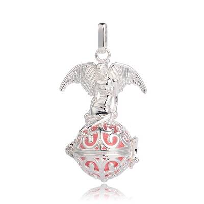 Silver Color Plated Brass Hollow Round Cage Pendants