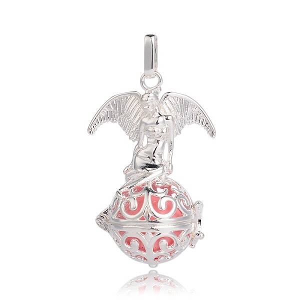 Silver Color Plated Brass Hollow Round Cage Pendants