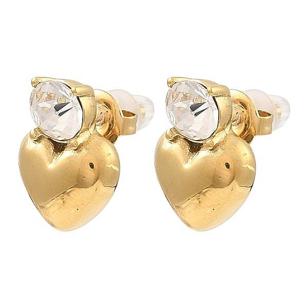 Glass Heart Stud Earrings