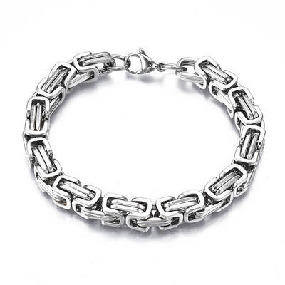 Non-Tarnish 201 Stainless Steel Byzantine Chain Bracelets