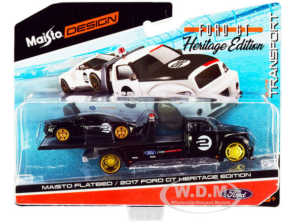 2017 Ford GT 2 Heritage Edition with Flatbed Truck Black \
