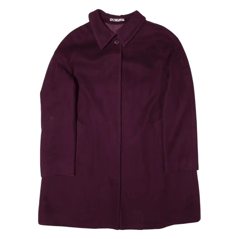 BURBERRY Overcoat Coat Purple Wool Womens UK 10