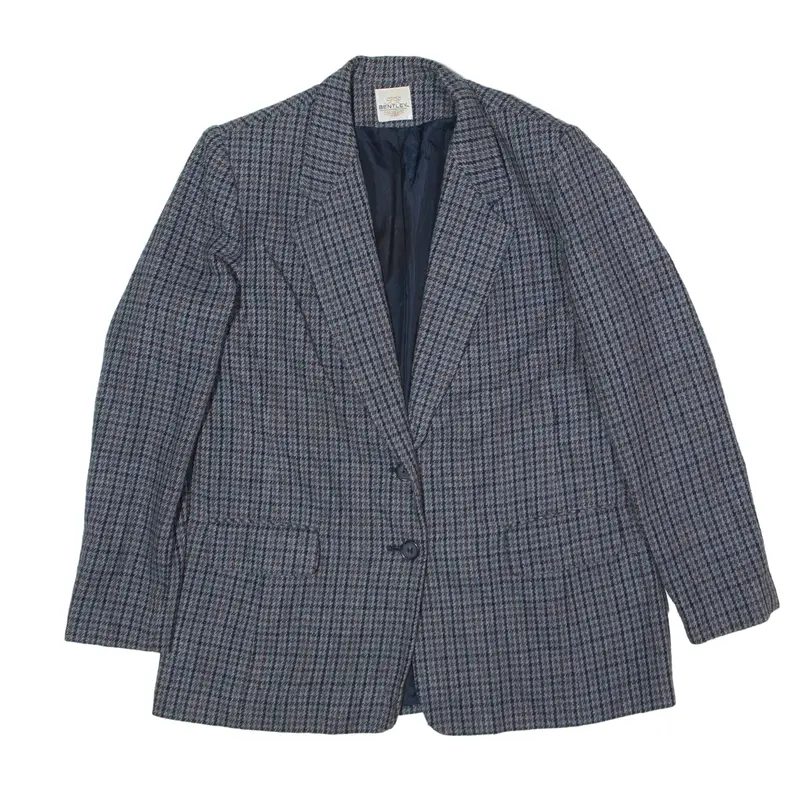 BENTLEY Blazer Jacket Grey 90s Houndstooth Womens M