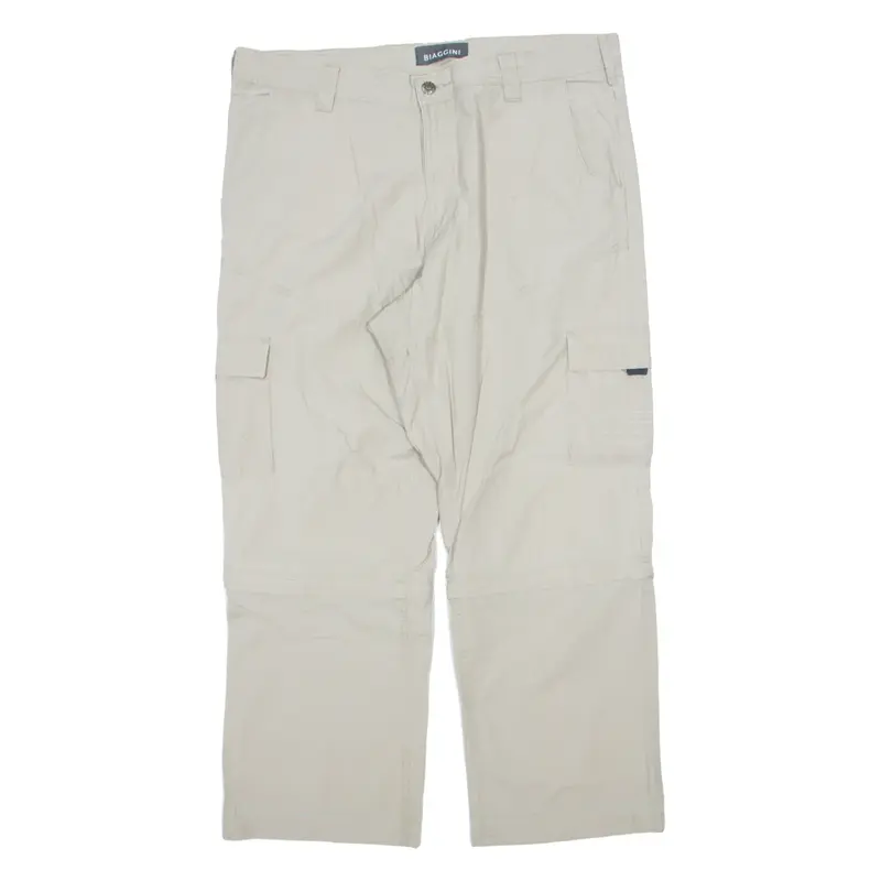 BIAGGINI Outdoor Cargo Trousers Cream Regular Straight Mens W36 L28