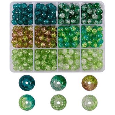 300Pcs 6 Colors Spray Painted Crackle Glass Beads