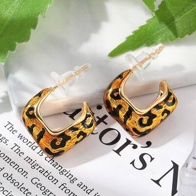 Brass Enamel Stud Earrings