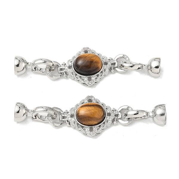 Brass Micro Pave Clear Cubic Zirconia Fold Over Clasps