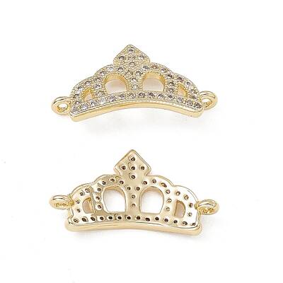 Brass Micro Pave Clear Cubic Zirconia Connetor Charms