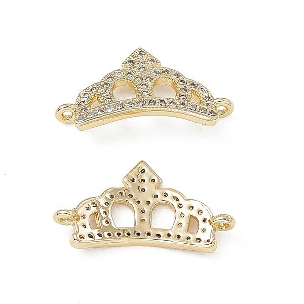 Brass Micro Pave Clear Cubic Zirconia Connetor Charms