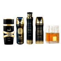 (5pc Bundle Pack) Khamrah + Asad 3.4oz Perfume + Khamrah 300ml Air Freshener + Asad DEO + Khamrah DEO 200ml Body Spray by Lat...
