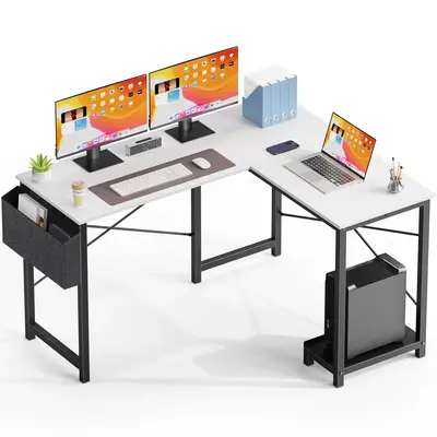 Moderw,Office Desk, Esports Computer Game Table, Black, White, Brown, Gray L-shaped Game Table