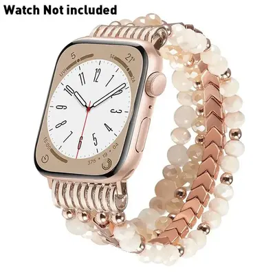 Beaded Smartwatch Band Compatible with Apple Watch, Fashion Elastic Stretch Watch Band for iWatch Series SE 9 8 7 6 5 4 3 2 ...