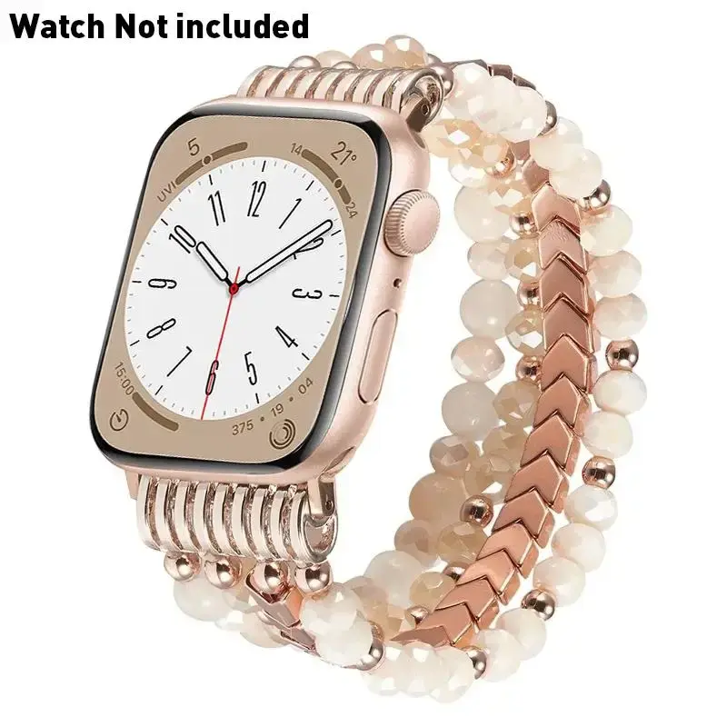 Beaded Smartwatch Band Compatible with Apple Watch, Fashion Elastic Stretch Watch Band for iWatch Series SE 9 8 7 6 5 4 3 2 ...