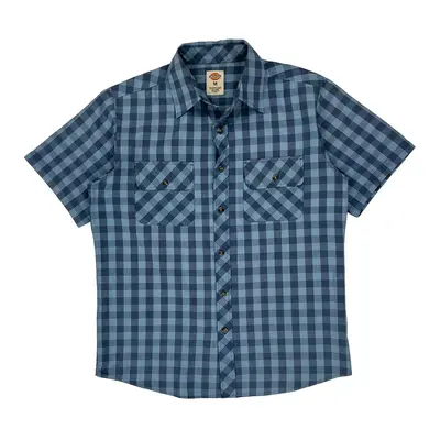 Dickies Checked Short Sleeve Shirt - Medium Blue Cotton Blend