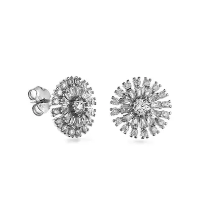 Again jewelry Silver Stud Earrings with Cubic Zirconia AJNS0005