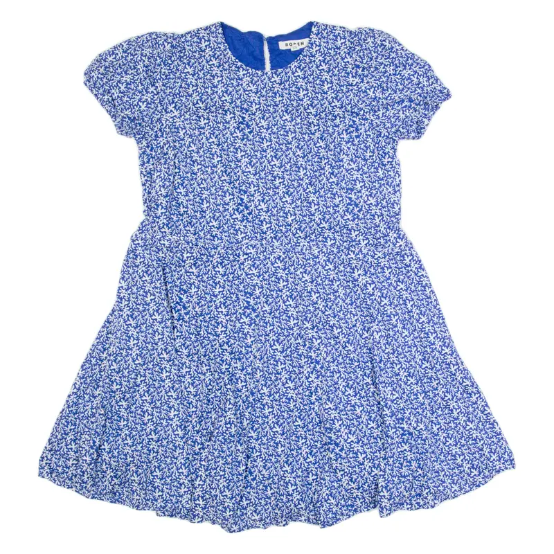 BODEN Womens Skater Dress Blue Floral Short Sleeve Short UK 14