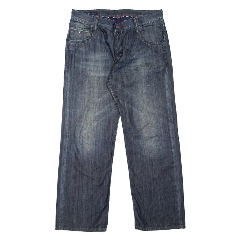 TOMMY HILFIGER Mens Jeans Blue Relaxed Straight Stone Wash W36 L32