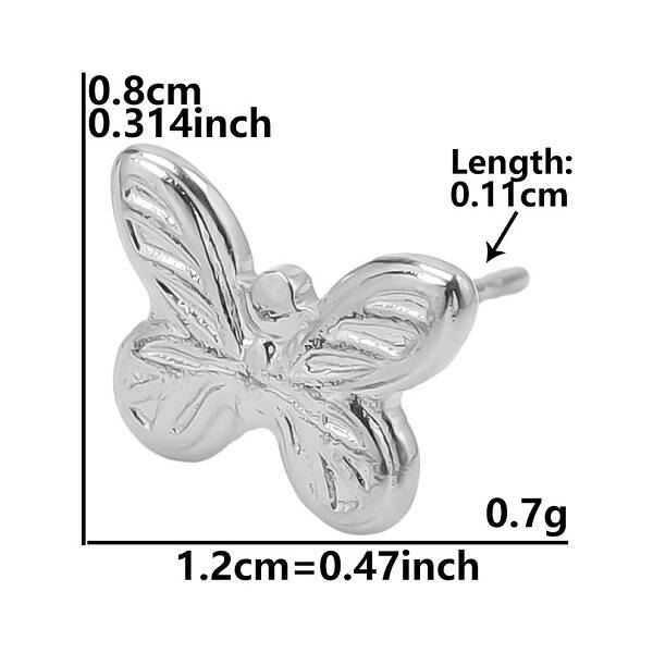Non-Tarnish 304 Stainless Steel Butterfly Stud Earrings for Women