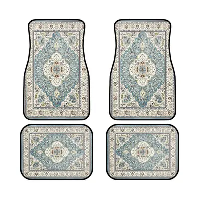 Vintage Floral Pattern Car Floor Mat, Car Interior Decorative Floor Mat, Universal Car Interior Accessories