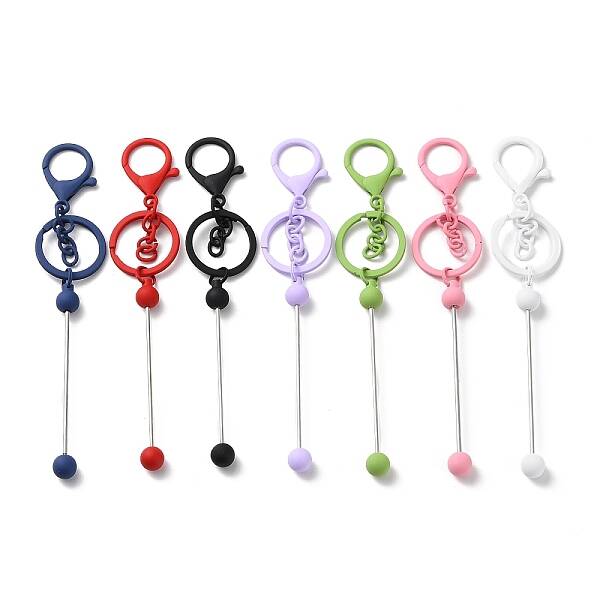 Spray Painted Alloy Bar Beadable Keychain for Jewelry Making DIY Crafts