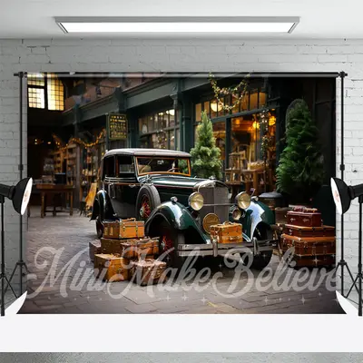 Street Outdoor Dark Green Truck Backdrop Cake Smash - Aperturee