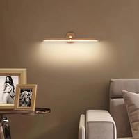 Wooden Design Wall Mounted LED Light, 360° Rotatable Magnetic Wall Light with Touch Control Switch, USB Rechargeable LED Nig...