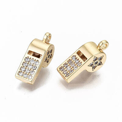 Brass Micro Pave Clear Cubic Zirconia Charms