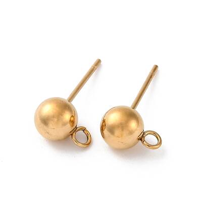 202 Stainless Steel Ball Stud Earring Findings