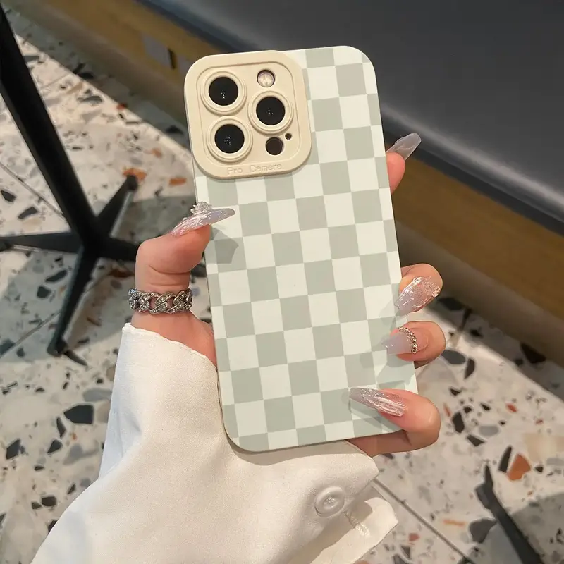 Checkerboard Pattern Phone Case, Anti-drop Cellphone Protective Case, All-inclusive Shockproof Mobile Phone Cover for iPhone ...
